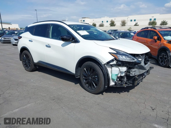 2023 Nissan Murano SV with VIN 5N1AZ2BJXPC110599, listed as a IAAI auction lot 41488995 with 7,412 mi miles. Bid and sale history available at carsss.com. Image 1.