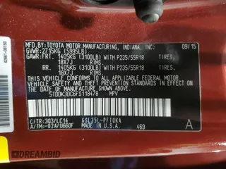 2015 Toyota Sienna Ltd with VIN 5TDDK3DC6FS118478, listed as a Copart auction lot 47100715 with 137,236 mi miles and Salvage Title. Bid and sale history available at carsss.com. Image 14.