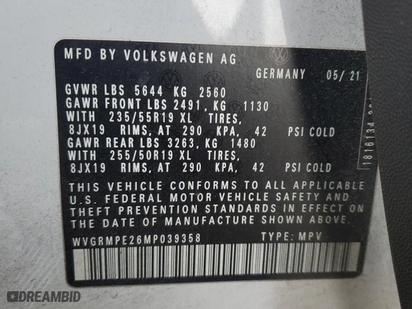 2021 Volkswagen ID.4 Pro with VIN WVGRMPE26MP039358, listed as a Copart auction lot 77710534 with 19,100 mi miles and Salvage Title. Bid and sale history available at carsss.com. Image 15.