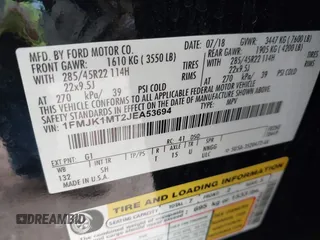 2018 Ford Expedition Max Platinum с VIN 1FMJK1MT2JEA53694, выставлен на аукционе IAAI как лот 42297036 с пробегом 70 239 миль миль и . История ставок и продаж доступна на DreamBid. Изображение 9.