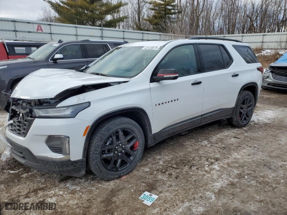 2023 Chevrolet Traverse Premier with VIN 1GNEVKKWXPJ131582, listed as a Copart auction lot 43123875 with 23,011 mi miles and Salvage Title. Bid and sale history available at carsss.com. Image 1.