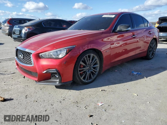 2019 Infiniti Q50 RED SPORT 400 with VIN JN1FV7AP4KM780082, listed as a Copart auction lot 41540805 with 78,820 mi miles and Salvage Title. Bid and sale history available at carsss.com. Image 1.