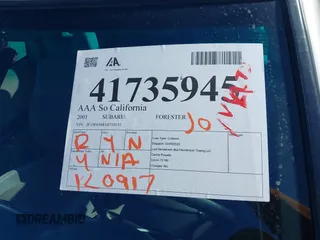 2001 Subaru Forester S w/Premium Pkg with VIN JF1SF65681H710151, listed as a IAAI auction lot 41735945 with 120,917 mi miles. Bid and sale history available at carsss.com. Image 12.