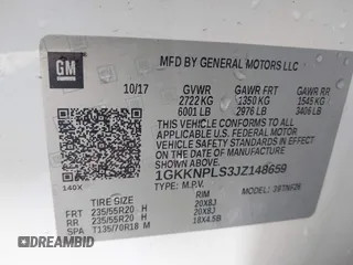 2018 GMC Acadia Denali with VIN 1GKKNPLS3JZ148659, listed as a IAAI auction lot 42158711 with 104,698 mi miles and . Bid and sale history available at DreamBid. Image 9.