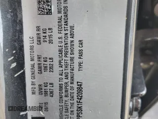 2015 Buick Verano with VIN 1G4PP5SK1F4209847, listed as a Copart auction lot 58550065 with 53,626 mi miles and Salvage title. Bid and sale history available at DreamBid. Image 12.