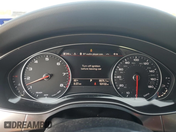2017 Audi A7 Premium Plus with VIN WAUW3AFC9HN063540, listed as a Copart auction lot 65662994 with 53,132 mi miles and Salvage Title. Bid and sale history available at carsss.com. Image 9.