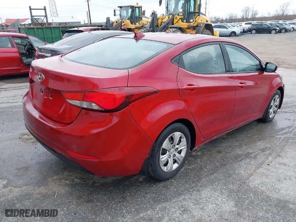 2016 Hyundai Elantra SE with VIN KMHDH4AEXGU650223, listed as a IAAI auction lot 41889561 with 107,533 mi miles. Bid and sale history available at carsss.com. Image 4.