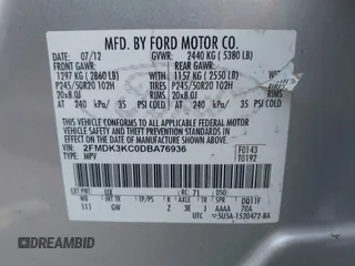 2013 Ford Edge Limited z VIN 2FMDK3KC0DBA76936, wystawiony jako IAAI lot #42550517 z przebiegiem 160 628 mil mil oraz . Historia ofert i sprzedaży dostępna na DreamBid. Obrazek 9.