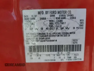 2007 Ford F-150 XL with VIN 1FTRF12247NA44414, listed as a Copart auction lot 53447705 with 144,243 mi miles and Salvage Title. Bid and sale history available at carsss.com. Image 13.