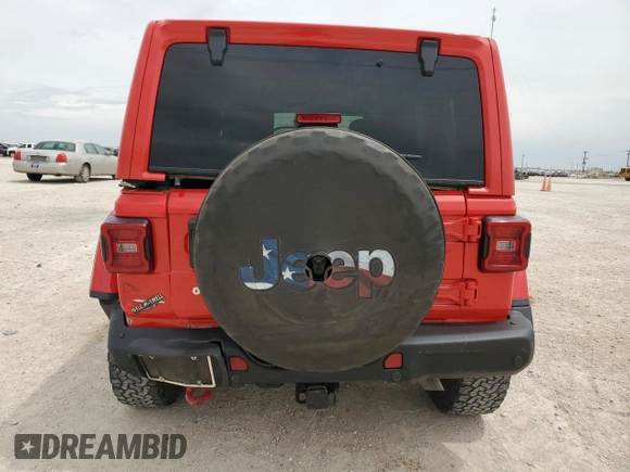 2019 Jeep Wrangler Unlimited Rubicon with VIN 1C4HJXFG4KW581967, listed as a Copart auction lot 53712235 with 37,474 mi miles and Salvage title. Bid and sale history available at DreamBid. Image 6.