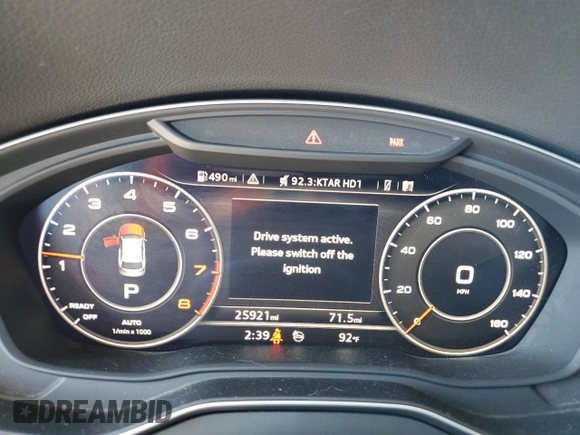 2018 Audi Q5 Premium Plus with VIN WA1BNAFY8J2161015, listed as a Copart auction lot 54365795 with 25,921 mi miles and Salvage Title. Bid and sale history available at carsss.com. Image 9.