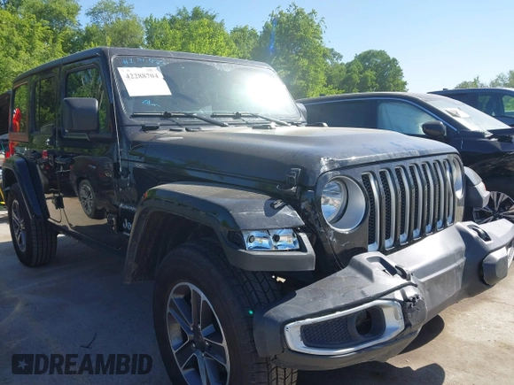 2023 Jeep Wrangler Sahara with VIN 1C4HJXEN5PW702268, listed as a IAAI auction lot 42288704 with 57,240 mi miles and . Bid and sale history available at DreamBid. Image 6.