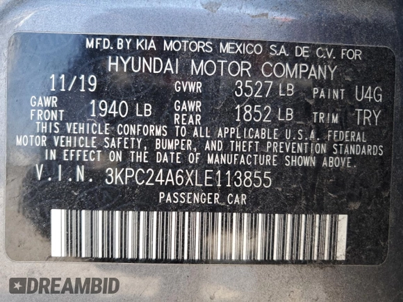 2020 Hyundai Accent SE with VIN 3KPC24A6XLE113855, listed as a Copart auction lot 43426135 with 118,399 mi miles and Salvage Title. Bid and sale history available at carsss.com. Image 13.