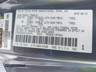 2019 Toyota Tacoma SR с VIN 5TFRX5GNXKX164741, выставлен на аукционе IAAI как лот 41446753 с пробегом 34 081 миль миль и . История ставок и продаж доступна на DreamBid. Изображение 9.