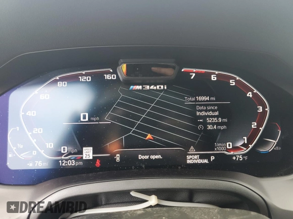 2022 BMW 3 Series M340i xDrive with VIN WBA5U9C07NFM06921, listed as a Copart auction lot 64725683 with 16,994 mi miles and . Bid and sale history available at DreamBid. Image 9.