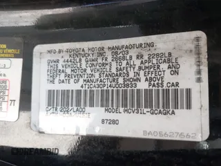 2004 Toyota Solara SE with VIN 4T1CA30P14U003833, listed as a IAAI auction lot 42117279 with 199,419 mi miles. Bid and sale history available at carsss.com. Image 9.