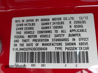 2013 Acura TSX Technology with VIN JH4CU2F63DC006404, listed as a IAAI auction lot 42369304 with 104,219 mi miles and . Bid and sale history available at DreamBid. Image 9.