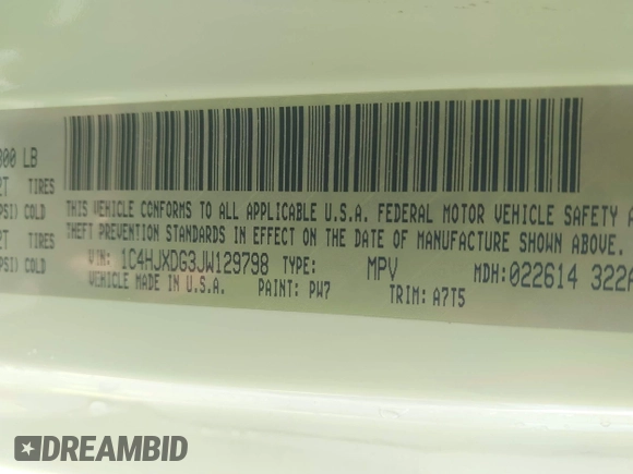 2018 Jeep Wrangler Unlimited Sport с VIN 1C4HJXDG3JW129798, выставлен на аукционе IAAI как лот 42635872 с пробегом 74 392 миль миль и . История ставок и продаж доступна на DreamBid. Изображение 9.