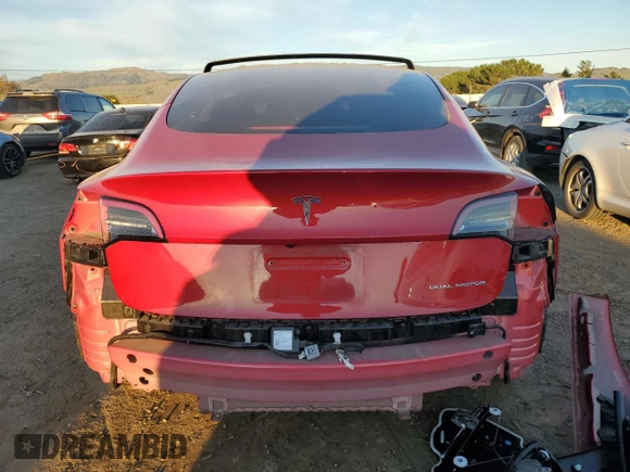 2023 Tesla Model 3 Long Range with VIN 5YJ3E1EB1PF462240, listed as a Copart auction lot 45743405 with 42,635 mi miles and Salvage Title. Bid and sale history available at DreamBid. Image 6.