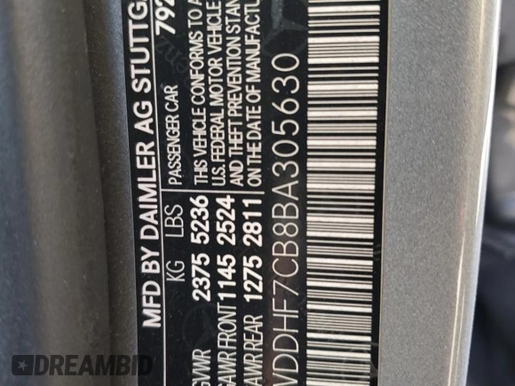 2011 Mercedes-Benz E 550 Luxury with VIN WDDHF7CB8BA305630, listed as a Copart auction lot 41521955 with 141,587 mi miles and Salvage Title. Bid and sale history available at DreamBid. Image 12.
