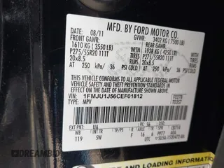 2012 Ford Expedition XLT with VIN 1FMJU1J56CEF01812, listed as a IAAI auction lot 42506606 with 243,650 mi miles and . Bid and sale history available at DreamBid. Image 9.
