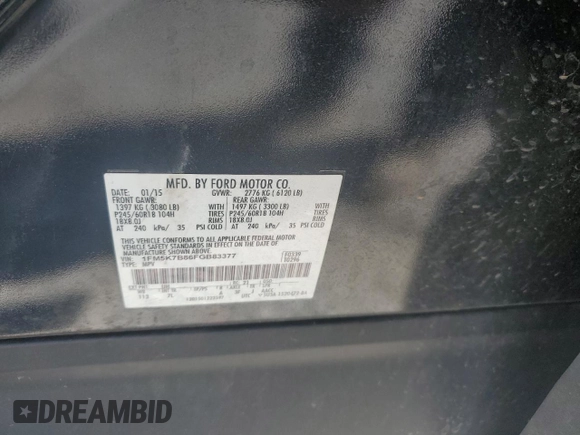 2015 Ford Explorer z VIN 1FM5K7B86FGB83377, wystawiony jako Copart lot #53607085 z przebiegiem 104 730 mil mil oraz Szkoda całkowita • Salvage title. Historia ofert i sprzedaży dostępna na DreamBid. Obrazek 13.