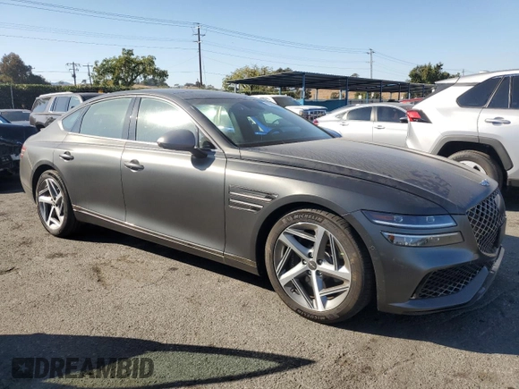2023 Genesis G80 2.5T with VIN KMTGA4SC1PU166008, listed as a Copart auction lot 79831594 with 12,628 mi miles and Salvage Title. Bid and sale history available at DreamBid. Image 4.
