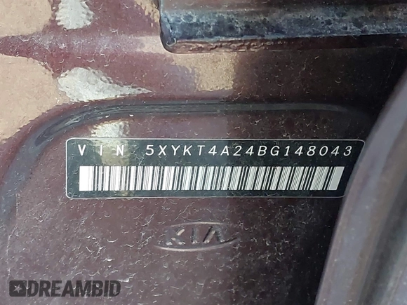 2011 Kia Sorento LX with VIN 5XYKT4A24BG148043, listed as a IAAI auction lot 41822246 with 208,824 mi miles and . Bid and sale history available at DreamBid. Image 9.