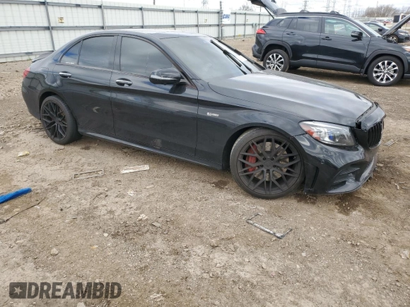 2019 Mercedes-Benz C 43 AMG with VIN 55SWF6EB8KU285667, listed as a Copart auction lot 52937315 with 57,274 mi miles and Salvage title. Bid and sale history available at DreamBid. Image 4.