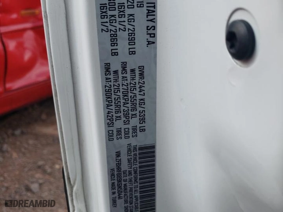2019 Ram ProMaster City Cargo Van Tradesman SLT with VIN ZFBHRFBB9K6N50441, listed as a Copart auction lot 63952794 with 81,465 mi miles and Salvage Title. Bid and sale history available at carsss.com. Image 13.
