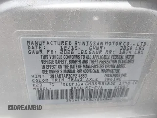 2016 Nissan Sentra SV with VIN 3N1AB7AP3GY214860, listed as a IAAI auction lot 42135830 with 58,241 mi miles and . Bid and sale history available at DreamBid. Image 9.
