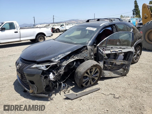 2019 Lexus UX 250h with VIN JTHU9JBH2K2013001, listed as a Copart auction lot 59142205 with 104,917 mi miles and Salvage title. Bid and sale history available at DreamBid. Image 1.