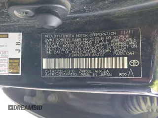 2011 Toyota Prius I with VIN JTDKN3DU4B1463121, listed as a IAAI auction lot 42057548 with 242,575 mi miles. Bid and sale history available at carsss.com. Image 9.