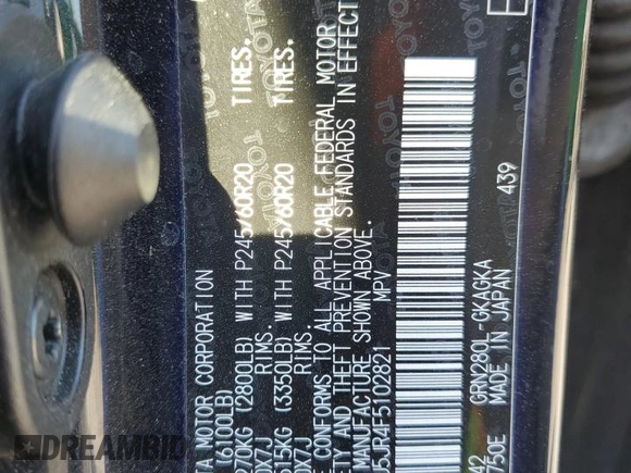 2015 Toyota 4Runner SR5 with VIN JTEZU5JR4F5102821, listed as a Copart auction lot 53307425 with 103,010 mi miles and Salvage title. Bid and sale history available at DreamBid. Image 13.