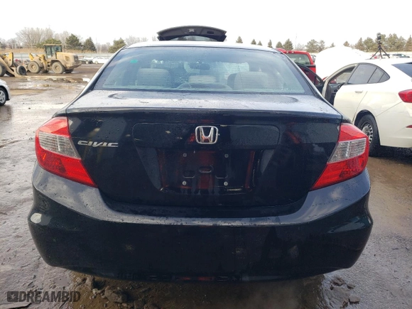2012 Honda Civic Sdn LX with VIN 2HGFB2F51CH500267, listed as a Copart auction lot 46419005 with 190,649 mi miles and Salvage Title. Bid and sale history available at carsss.com. Image 6.