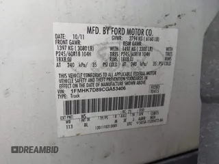 2012 Ford Explorer XLT with VIN 1FMHK7D89CGA53406, listed as a IAAI auction lot 42359907 with 279,522 mi miles and . Bid and sale history available at DreamBid. Image 9.