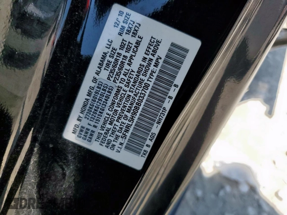 2011 Honda Odyssey Touring with VIN 5FNRL5H90BB033700, listed as a Copart auction lot 58602835 with 197,063 mi miles and Clean title. Bid and sale history available at DreamBid. Image 13.