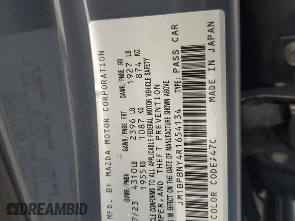 2024 Mazda 3 Premium Plus with VIN JM1BPBNY4R1654134, listed as a Copart auction lot 57751515 with 21,624 mi miles and Salvage title. Bid and sale history available at DreamBid. Image 12.