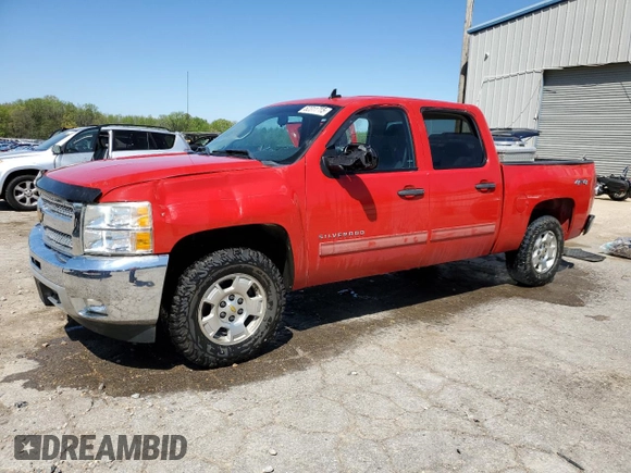 2013 Chevrolet Silverado 1500 LT with VIN 3GCPKSE72DG370233, listed as a Copart auction lot 52311775 with 107,296 mi miles and Salvage Title. Bid and sale history available at DreamBid. Image 1.
