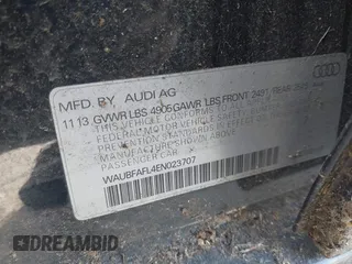 2014 Audi A4 Premium with VIN WAUBFAFL4EN023707, listed as a IAAI auction lot 42106681 with 116,740 mi miles. Bid and sale history available at carsss.com. Image 9.