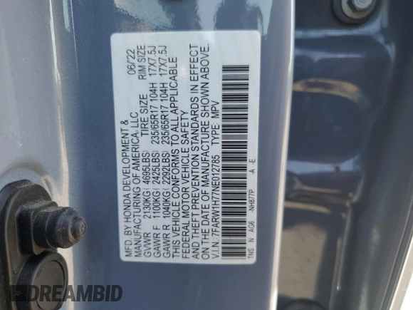 2022 Honda CR-V Special Edition with VIN 7FARW1H77NE012785, listed as a Copart auction lot 69566824 with 32,700 mi miles and Salvage Title. Bid and sale history available at carsss.com. Image 14.