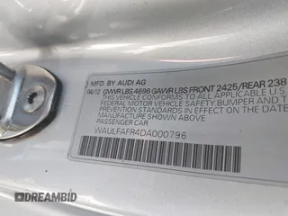 2013 Audi A5 Premium Plus z VIN WAULFAFR4DA000796, wystawiony jako IAAI lot #41970171 z przebiegiem Nie podano mil oraz . Historia ofert i sprzedaży dostępna na DreamBid. Obrazek 9.