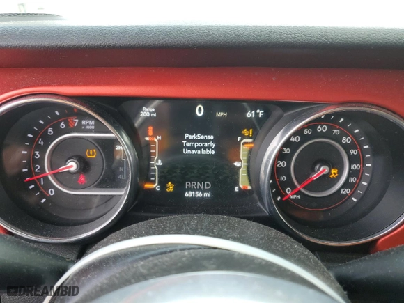 2019 Jeep Wrangler Unlimited Rubicon with VIN 1C4HJXFG2KW580591, listed as a Copart auction lot 44687485 with 68,156 mi miles and Salvage Title. Bid and sale history available at carsss.com. Image 9.
