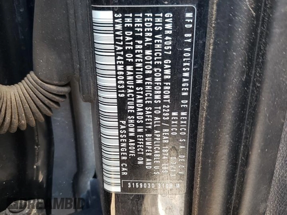 2014 Volkswagen Beetle Turbo R-Line with VIN 3VWVT7AT4EM606319, listed as a Copart auction lot 70489824 with Not Provided miles and Salvage Title. Bid and sale history available at DreamBid. Image 12.