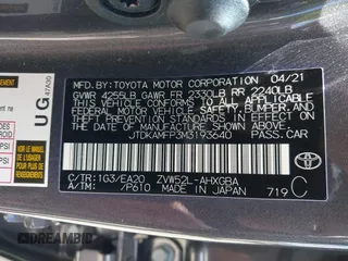 2021 Toyota Prius LE with VIN JTDKAMFP3M3193640, listed as a IAAI auction lot 42023593 with 17,841 mi miles and . Bid and sale history available at DreamBid. Image 9.