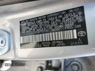 2008 Toyota Yaris с VIN JTDBT923381188059, выставлен на аукционе Copart как лот 61208325 с пробегом 211 987 миль миль и Чистый • Clean title. История ставок и продаж доступна на DreamBid. Изображение 12.