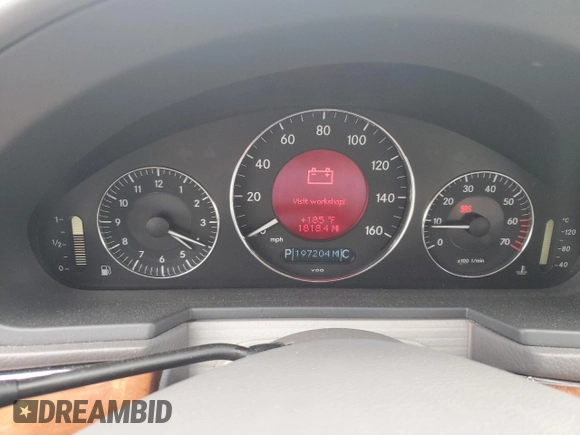 2004 Mercedes-Benz E-Class 3.2L with VIN WDBUF82J34X161443, listed as a Copart auction lot 72807674 with 197,204 mi miles and Salvage Title. Bid and sale history available at carsss.com. Image 9.