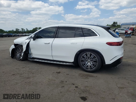 2023 Mercedes-Benz EQS with VIN 4JGDM2EB7PA017079, listed as a Copart auction lot 57424574 with 7,910 mi miles and Salvage Title. Bid and sale history available at carsss.com. Image 2.
