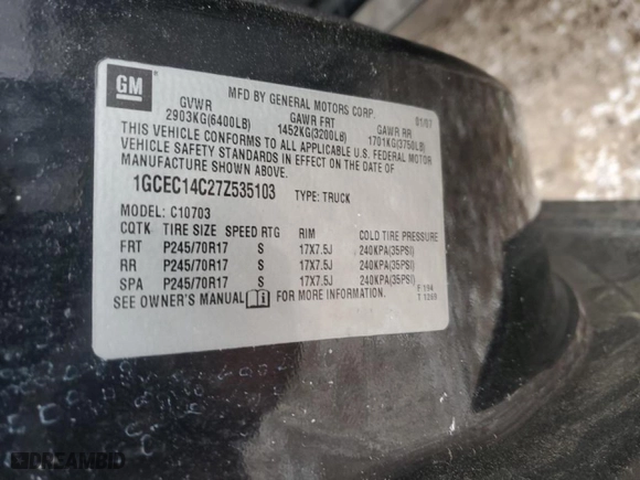 2007 Chevrolet Silverado 1500 Work Truck with VIN 1GCEC14C27Z535103, listed as a Copart auction lot 45053005 with 154,272 mi miles and Salvage Title. Bid and sale history available at carsss.com. Image 12.