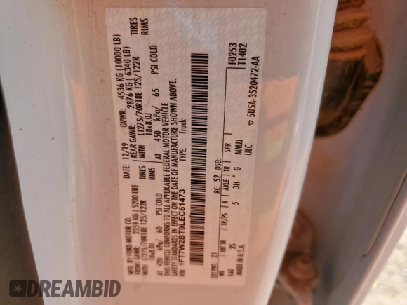 2020 Ford F-250 XL z VIN 1FT7W2BT9LEC61473, wystawiony jako Copart lot #63622895 z przebiegiem 117 079 mil mil oraz Szkoda całkowita • Salvage title. Historia ofert i sprzedaży dostępna na DreamBid. Obrazek 13.